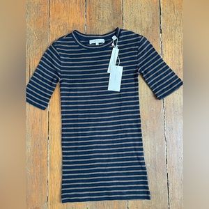 Vince Double Stripe Elbow Sleeve Crew Tee